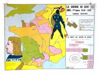 Vintage French Poster School Learning Educational Wall Display 100 Year War Philippe Auguste Learning Map Chart Teaching c1970-80's / EVE