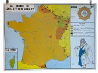 Vintage French Poster School Learning Educational Display Louis XIV Louis XV French Colonies Learning Map Chart Teaching c1970-80's / EVE