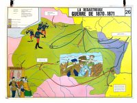 Vintage French Poster School Learning Educational Display Disastrous War Construction Railways Learning Map Chart Teaching c1970-80's / EVE