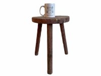 Alternative view of Vintage French Stool Tabouret Wooden Medium Simple Milking Chair Stand Display Rest Plinth Seating Prop Pot Plant c1970-80's / EVE