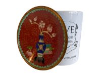 Alternative view of Vintage Oriental Small Red Pink Flowers Metal Cloisonne Enamel Enamelled Bowl Dish Plate Trinket Jewellery circa 1960-70's / EVE