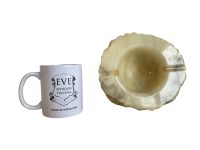 Alternative view of Vintage Italian Alabaster Marble Stone Hand Shaped Carved Large Ashtray Dish Pot Smoking Tobacciana circa 1960-70's / EVE