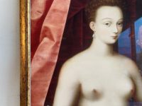 Alternative view of Vintage French Framed Print Ecole De Fontaine Blean Gabrielle D'Estees In A Gold Painted Wooden Frame Wall Decor c1980-90's / EVE