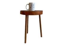 Alternative view of Vintage French Wooden Brown Wood Small Milking Stool Chair Stand Display Rest Plinth Seating Stump Cut Prop c2000's / EVE de France