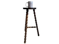 Alternative view of Vintage Stool French Traditional Bobbin Leg Normandy Style Large Tall Wood Chair Plant Pot Stand Plinth D Seat Tabouret c1960's / EVE