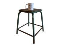 Alternative view of Vintage French Stool Green Metal Wood Industrial Style Flower Pot Ornament Stand Display Rest Plinth Tabouret Prop c1950-60's / EVE