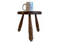 Alternative view of Vintage French Brittany Style Milking Stool Tabouret Wooden Brown Small Seating Traditional France Country Cottage Design c1960-70's / EVE