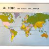 Vintage French Poster School Learning Educational Wall Display La Terre Countries Europe Height Learning Map Chart Teaching c1970-80's / EVE