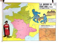 Vintage French Poster School Learning Educational Wall Display 100 Year War Louis XI Learning Map Chart Teaching c1970-80's / EVE