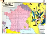 Vintage French Poster School Learning Educational Display French Departments Historical Regions Learning Map Chart Teaching c1970-80's / EVE