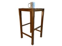 Alternative view of Vintage Rattan Tall Bar Stool French Wooden Wicker Brown Wood Woven Raffia Chair Seating String Woven Plinth Stand Pot c1970-80's / EVE