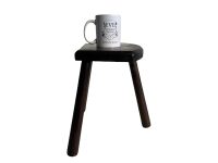 Alternative view of Vintage French D Stool Traditional Small Milking Wooden Brown Wood Small Chair Stand Display Plinth Seating Pot Tabouret c1960-70's / EVE