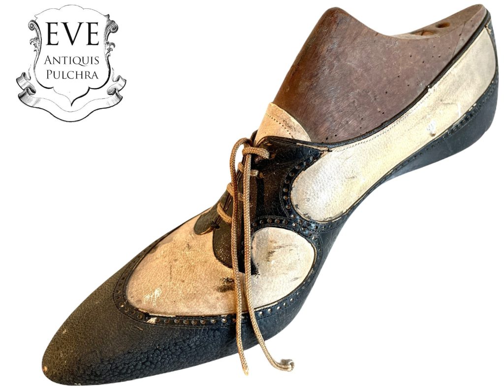 Vintage French Italian Prototype Designer Shoe On Wooden Form Wood Cobbler Maker Ornament Display Decor Mid Century Fashion c1950-60's / EVE