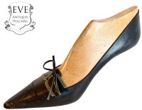 Vintage French Italian Prototype Designer Shoe On Wooden Form Wood Cobbler Maker Ornament Display Decor Mid Century Fashion c1950-60's / EVE