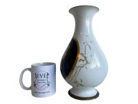 Alternative view of Antique French Greco Roman Porcelain Vase With Gilt Accents Jug Pitcher Container Storage Display Prop Neo Classical c1850-1880's / EVE