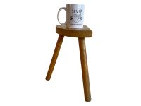 Alternative view of Vintage French Simple Tripod Stool Wooden Small Varnished Chair Stand Display Rest Plinth Seating Prop Light Wood c1980-90's / EVE