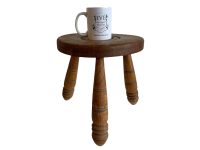 Alternative view of Vintage French Traditional Chunky Heavy Wooden Brown Wood Small Stand Display Plinth Plant Pot Tabouret Three Legs Tripod c1950-60's / EVE