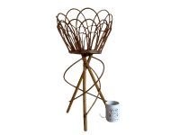 Alternative view of Vintage French Wooden Cane Brown Natural Wood Knitting Sewing Craft Storage Basket Stand Display Wool Holder circa 1960-70's / EVE