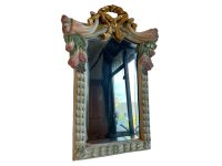 Alternative view of Vintage French Large Ornate Gold Wall Hanging Mirror Wood Gift Glass Mirror Decorative Cloakroom Ribbon Fruit circa 1980-90's / EVE