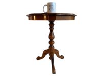 Alternative view of Vintage French Wooden Inlaid Brown Varnished Wood Small Medium Side Table Stand Display Rest Plinth Furniture Barley Twist c1960-70's / EVE