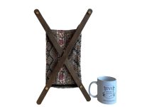 Alternative view of Vintage French Wooden Brown Folding Wood Knitting Sewing Craft Storage Basket Stand Display Wool Holder circa 1970-80's / EVE