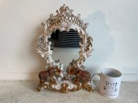 Alternative view of Vintage French Small Ornate Rococo Style Elephant Resin Gold Wall Hanging Or Standing Mirror Glass Decorative Cloakroom c1980-90's / EVE