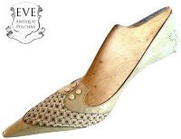 Vintage French Italian Prototype Designer Shoe On Wooden Form Wood Cobbler Maker Ornament Display Decor Mid Century Fashion c1950-60's / EVE