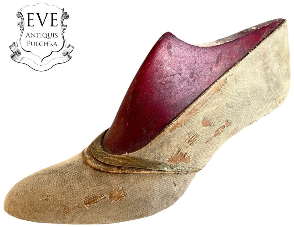 Vintage French Italian Prototype Designer Shoe On Wooden Form Wood Cobbler Maker Ornament Display Decor Mid Century Fashion c1940-50’s / EVE