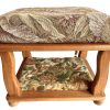 Vintage French Cushioned Bench Foot Stool Flower Cushion Padded Bench Wooden Wood Chair Seat Side Prop Display Tabouret c1980-90's / EVE