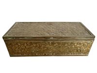 Vintage French Gold Coloured Brass Metal Wood Lined Rectangular Lidded Presentation Box Case Jewellery Trinket Dish Pot c1960-70's / EVE