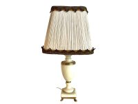 Vintage French Bedside Dressing Table Desk Alabaster Lion Feet Gold White Stone Electric Lamp Light Electric c1940-50's / EVE