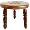 Vintage French Country Cottage Stool Bobbin Style Turned Leg Table Wooden Wood Chair Seat Stand Flower Pot Display Tabouret c1960-70's / EVE