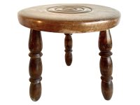 Vintage French Country Cottage Stool Bobbin Style Turned Leg Table Wooden Wood Chair Seat Stand Flower Pot Display Tabouret c1960-70's / EVE