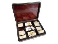 Antique Chinese Mother Of Pearl Collection Job Lot x 178 With Box Mixed Gaming Chips Counters Tokens Playing Cards c1910's / EVE