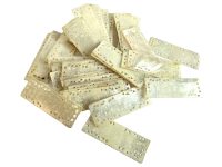 Antique Chinese INDIVIDUAL Mother Of Pearl Lattice Edged Rectangle Gaming Chip Counter Token Hand Carved Engraved circa 1800-1850's / EVE