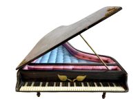 Vintage French Grand Piano Wooden Wood Jewellery Jewelry Storage Box Knick Knacks Presentation Case Display circa 1970-80's / EVE