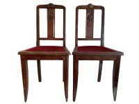 Vintage French Wooden Brown Red Padded Natural Wood Backed Chair Rest Plinth Seating Prop Dining Living Room circa 1950's / EVE