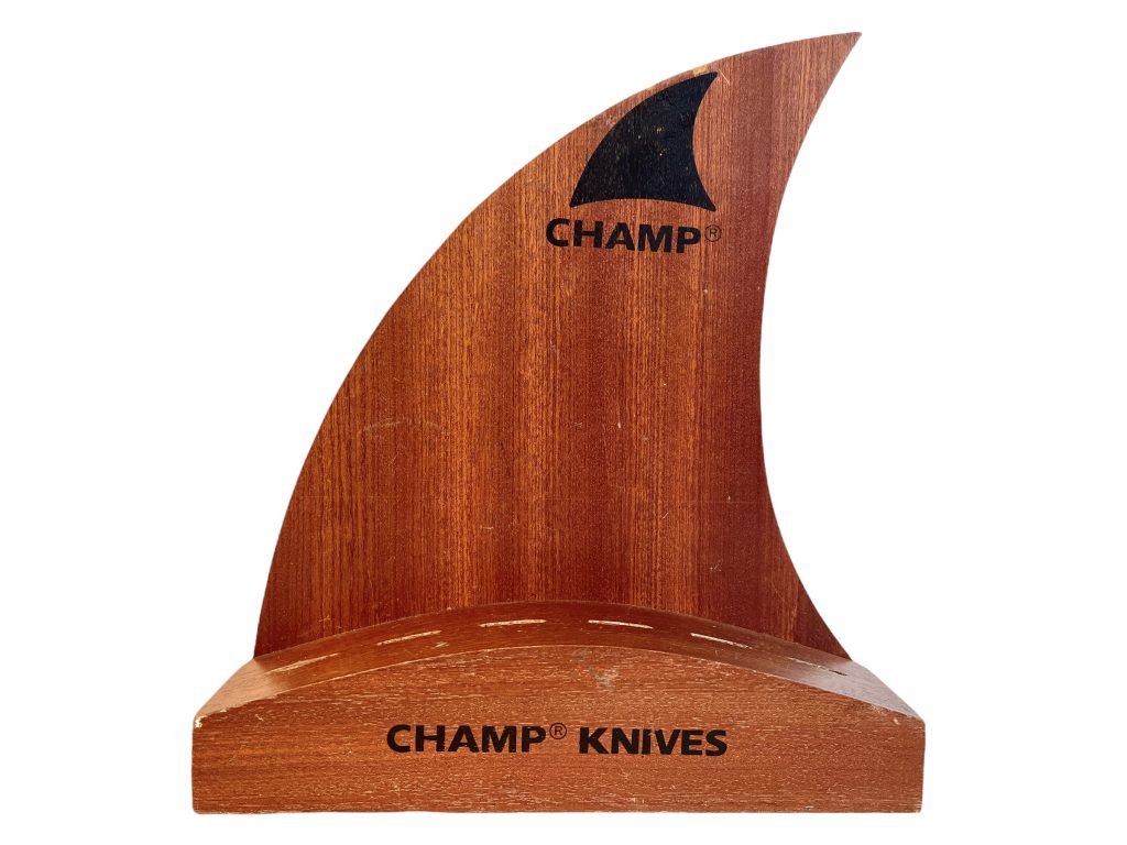 Vintage French Champ Knive Penknife Knive Stand Commercial Shop Sign Hanging Retail Display Prop Wood Wave circa 1980-90’s