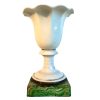 Antique French Porcelain White Green Ceramic Pot Vase Trophy Floral Goblet Container Storage Display Prop c1900's