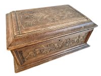 Vintage Swiss Etil Hosli Edelweiss Hand Carved Decorated Storage Box Display Wooden Wood Desk Organiser Jewelry circa 1950-60's