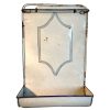 Vintage French White Blue Rusty Metal Spoon Tool Hanging Rack Kitchen Storage Display Drip Tray Wall Hanger c1940-50's