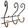 Vintage French Wood Metal Iron Three Hook Shelf Coat Towel Hanger Decor Display Hallway Cloakroom Kitchen c1970-80's