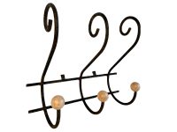 Vintage French Wood Metal Iron Three Hook Shelf Coat Towel Hanger Decor Display Hallway Cloakroom Kitchen c1970-80's