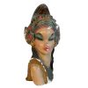 Vintage Balinese Woman With Long Hair Decorative Plaster Lamp Stand Base Light Ornament Statue Figurine Asian c1950-60's