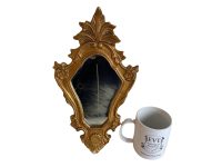 Alternative view of Vintage French Small Ornate Rococo Style Balsa Wood Gold Wall Hanging Mirror Glass Decorative Cloakroom Wooden c1960-70's / EVE