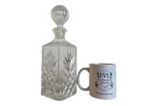 Alternative view of Vintage English Crystal Glass Drinks Decanter Spirits Whisky Gin Brandy Container Storage Display Prop c1960-70's / EVE