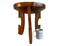 Alternative view of Vintage African Concave Round Bottom Wooden Brown Wood Small Milking Stool Chair Stand Display Rest Plinth Seating circa 1970-80's