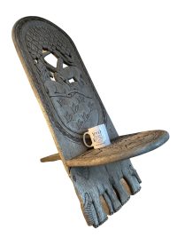 Vintage African Wooden Brown Natural Wood Birthing Chair Stool Chair Book Stand Display Foot Rest Plinth Seating Tabouret c1980-90’s 2