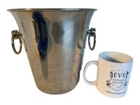 Alternative view of Vintage French Guy Degrenne Silver Metal Champagne Wine Ice Bucket Pot Container Cooler Display Stand Pot Multi Language c1990-00's