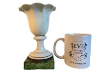 Alternative view of Antique French Porcelain White Green Ceramic Pot Vase Trophy Floral Goblet Container Storage Display Prop c1900's